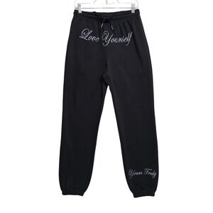 Yours Truly "Love Yourself" Embroidered Joggers - NWOT Small